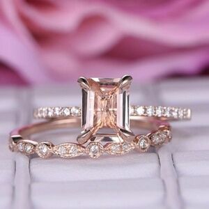 14k Rose Gold 1.75ct Emerald cut Engagement Ring
